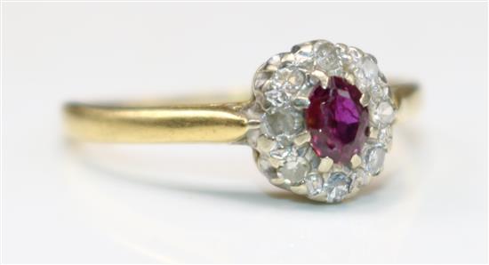 18ct ruby and diamond cluster ring(-)